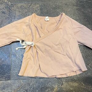 Quincy Mae neutral baby Wrap top with Tie Front